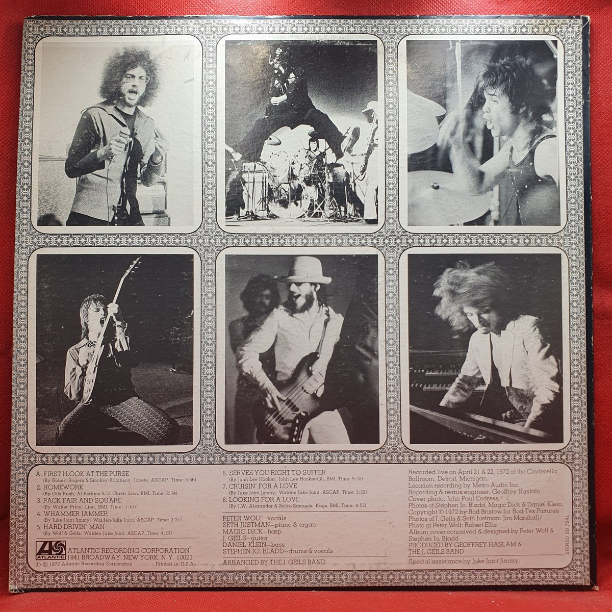 The J. Geils Band - "Live" Full House (LP) · fotografia 2 · VSO#1645-3910