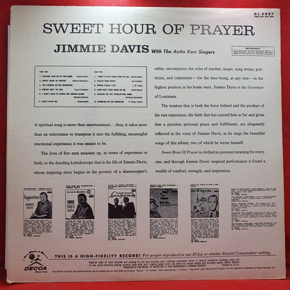 Jimmie Davis With The Anita Kerr Singers - Sweet Hour Of Prayer (LP) · fotografia 2 · VSO#1653-3894