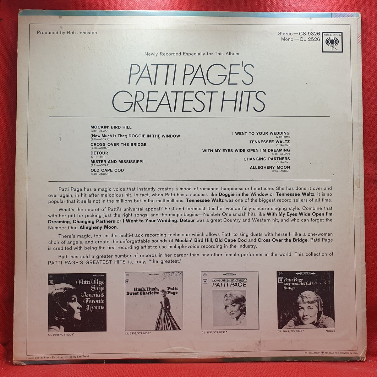 Patti Page - Patti Page's Greatest Hits (LP) · fotografia 2 · VSO#1670-3852