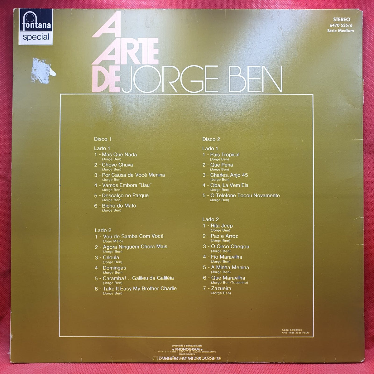 Jorge Ben - A Arte De Jorge Ben (2xLP) · fotografia 2 · VSO#630-1640