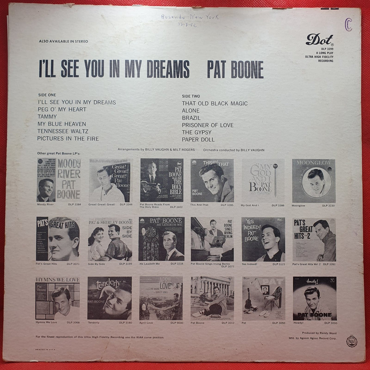 Pat Boone - I'll See You In My Dreams (LP) · fotografia 2 · VSO#646-1608