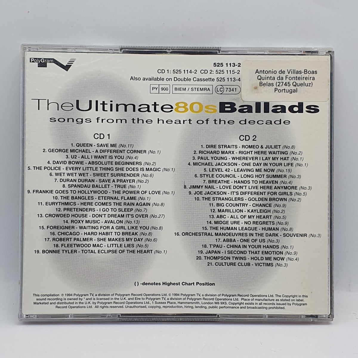 Various - The Ultimate 80's Ballads (Songs From The Heart Of The Decade) (2xCD) · fotografia 2 · VSO#667-1815