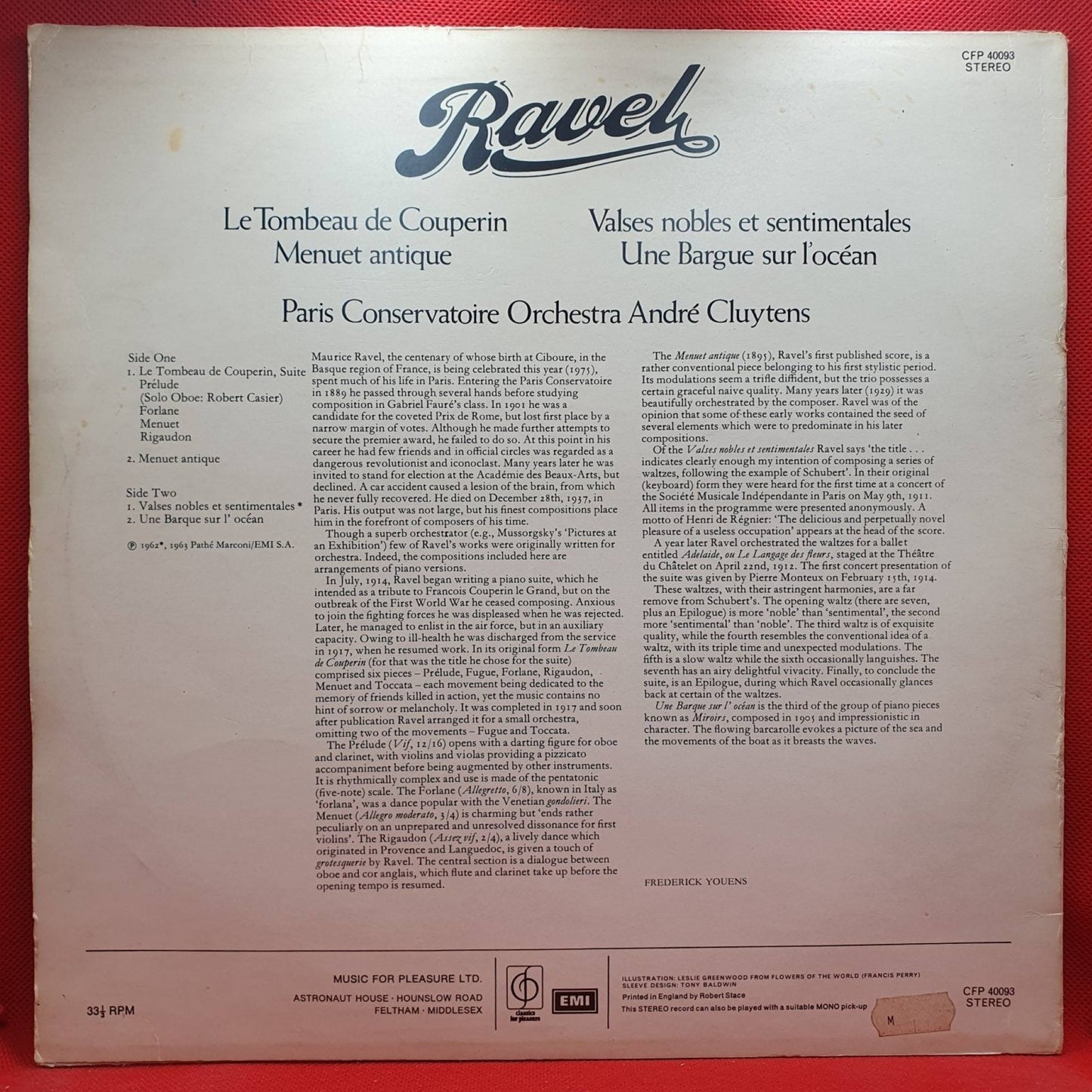 Ravel, Paris Conservatoire Orchestra ‎– Le Tombeau De Couperin, Valses Nobles Et Sentimentales - Vinyl Store Online