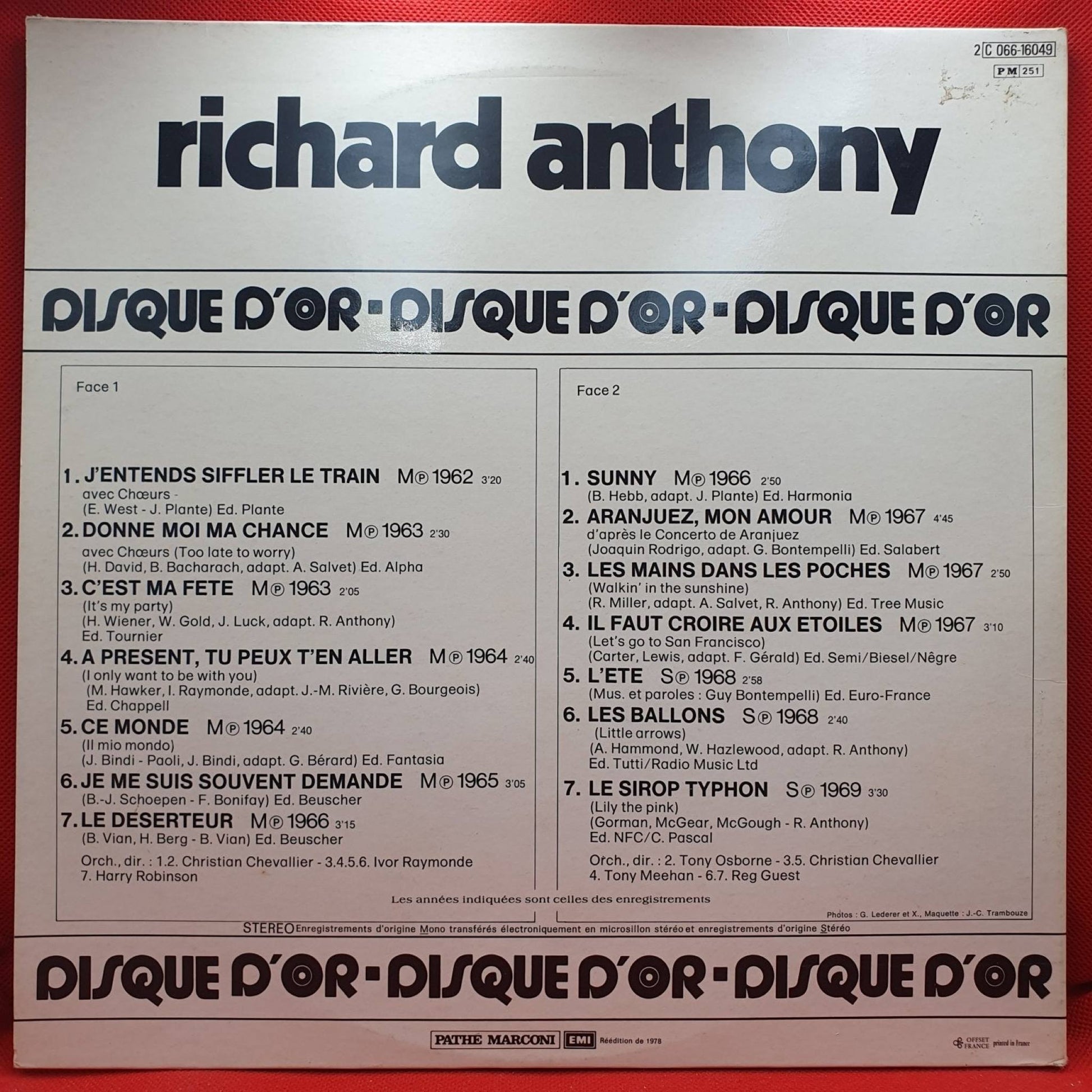 Richard Anthony ‎– Disque D'Or - Vinyl Store Online