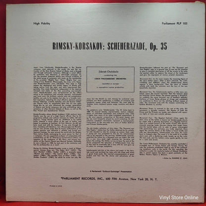 Rimsky - Korsakov - Czech Philharmonic Orchestra Conducted By Zdeněk Chalabala ‎– Scheherazade - Vinyl Store Online