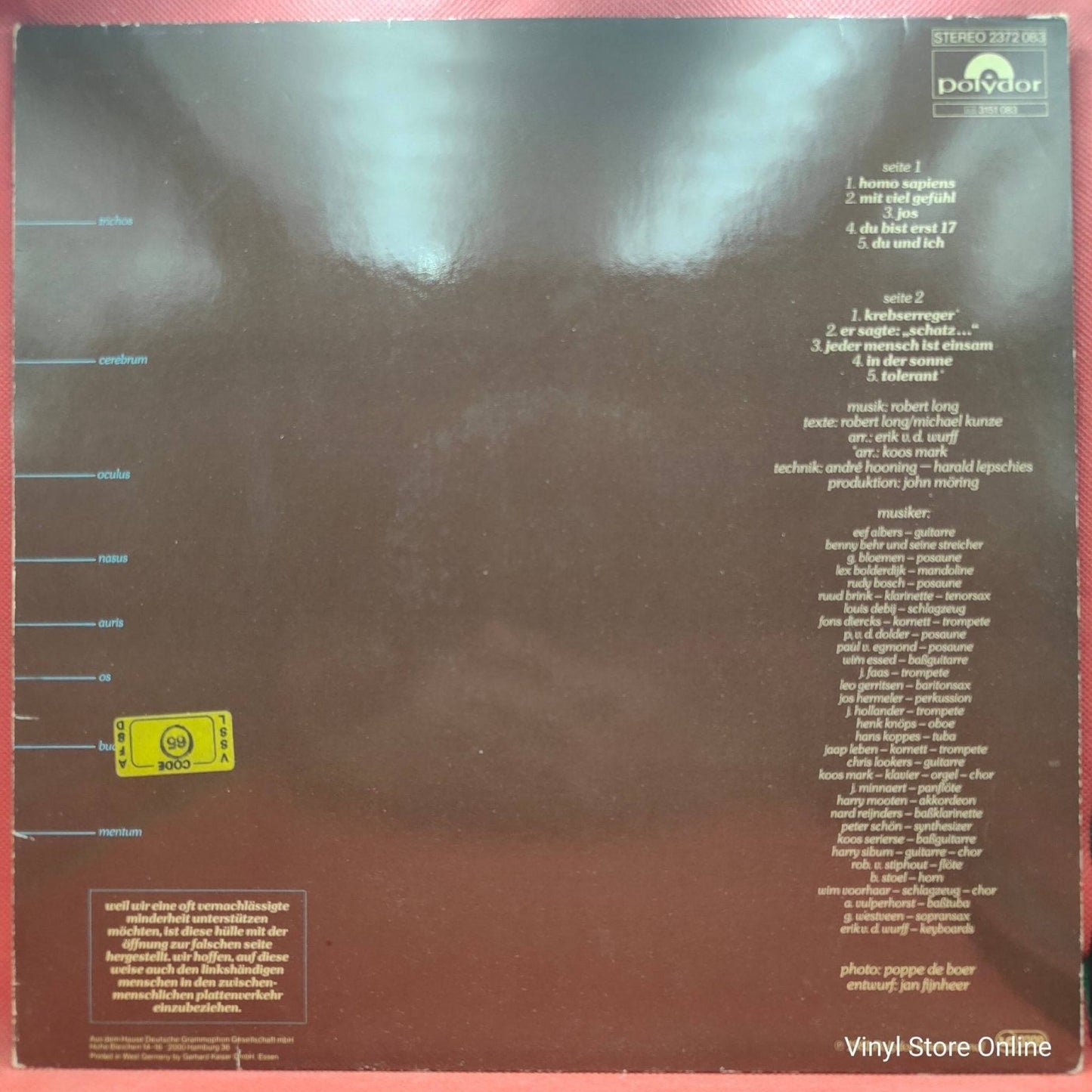 Robert Long ‎– Homo Sapiens - Vinyl Store Online