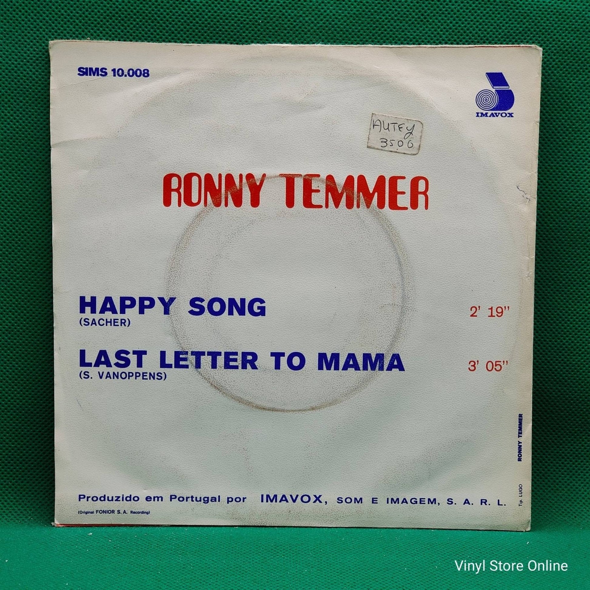 Ronny Temmer ‎– Happy Song - Vinyl Store Online