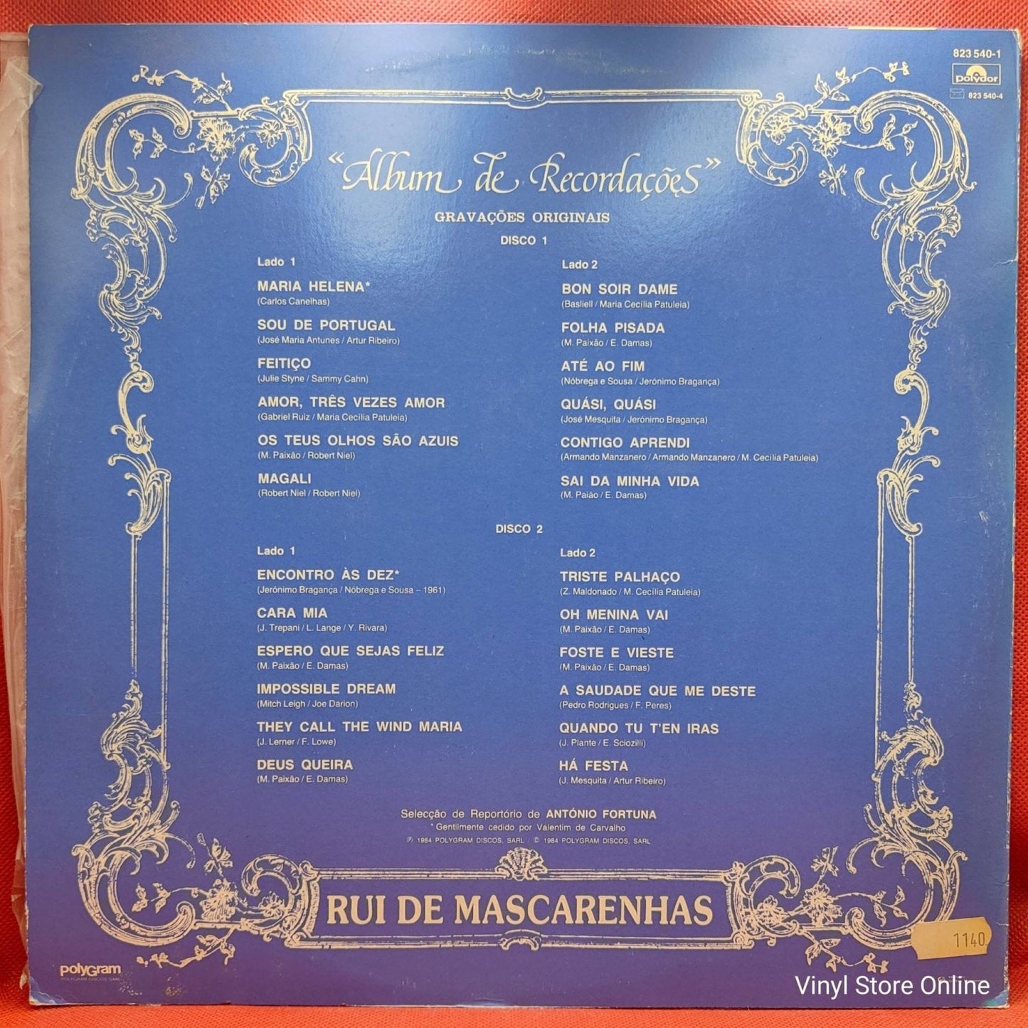 Rui De Mascarenhas ‎– Álbum De Recordações - 20 Anos De Canções - Vinyl Store Online