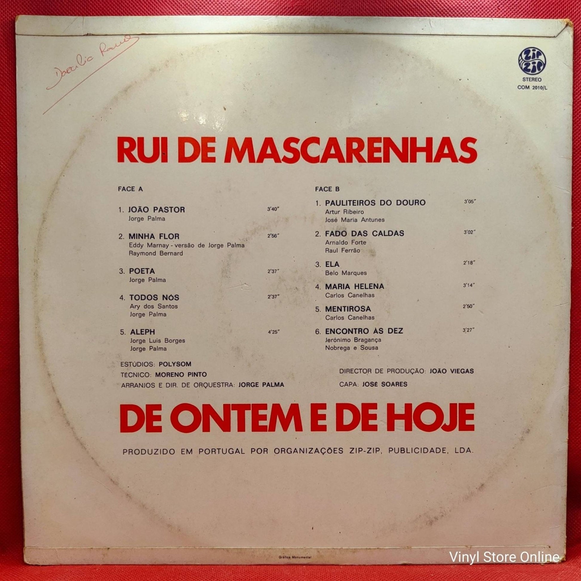 Rui De Mascarenhas ‎– De Ontem E De Hoje - Vinyl Store Online