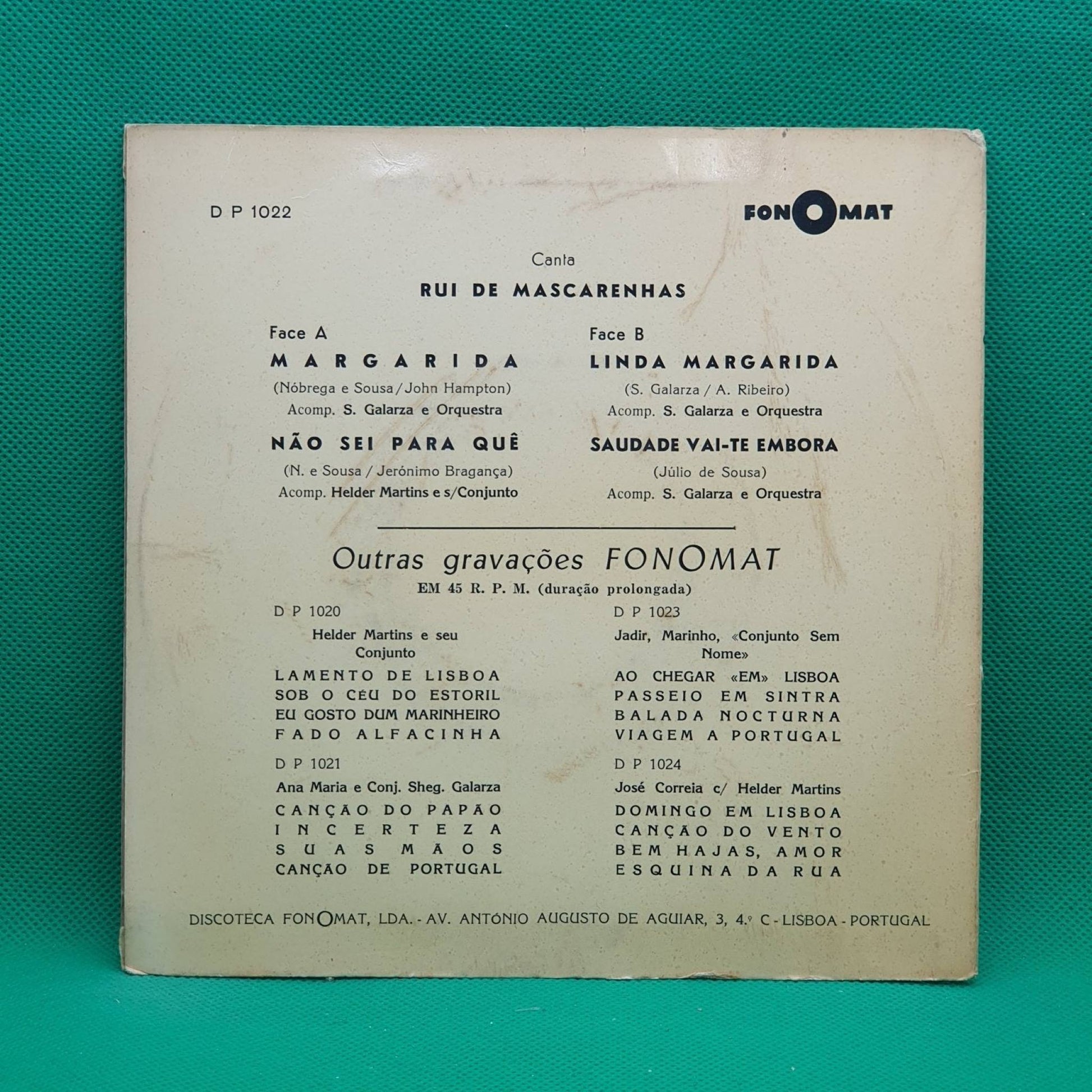 Rui De Mascarenhas ‎– Linda Margarida - Vinyl Store Online