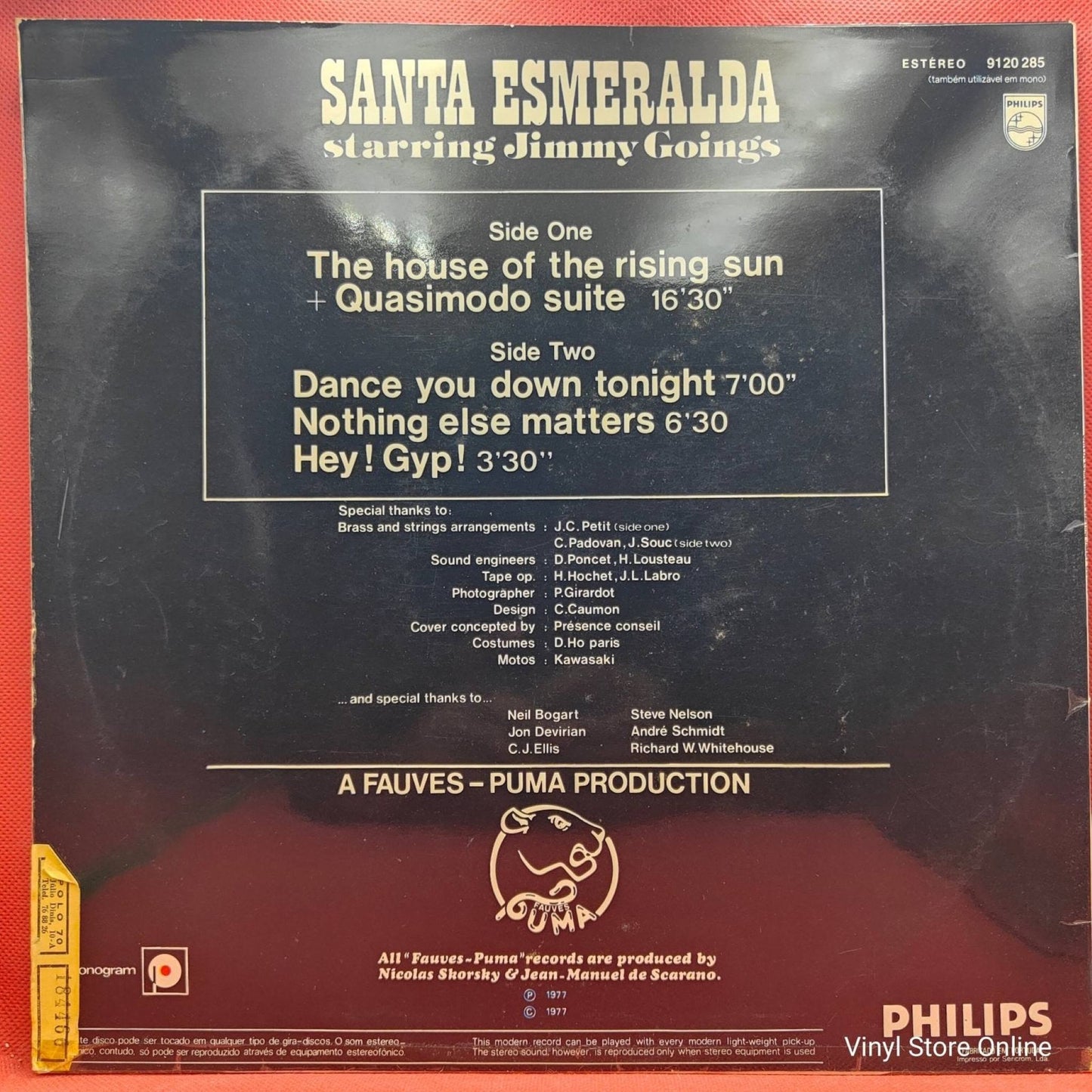 Santa Esmeralda Starring Jimmy Goings ‎– The House Of The Rising Sun - Vinyl Store Online