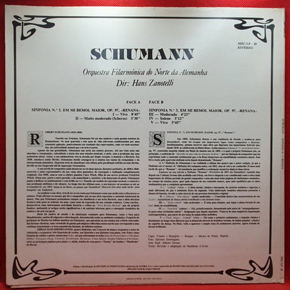 Schumann, Hanz Zanotelli - Sinfonia 3 em Mi Bemol Maior OP97 Renana - Vinyl Store Online