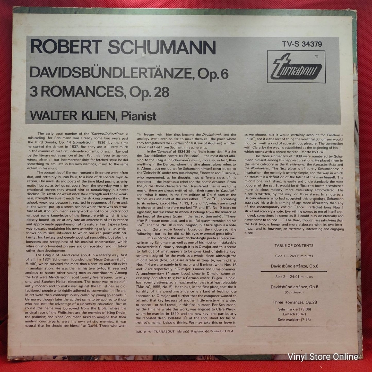 Schumann, Walter Klien ‎– Davidsbündler Tänze Op. 6 / Three Romances Op.28 - Vinyl Store Online