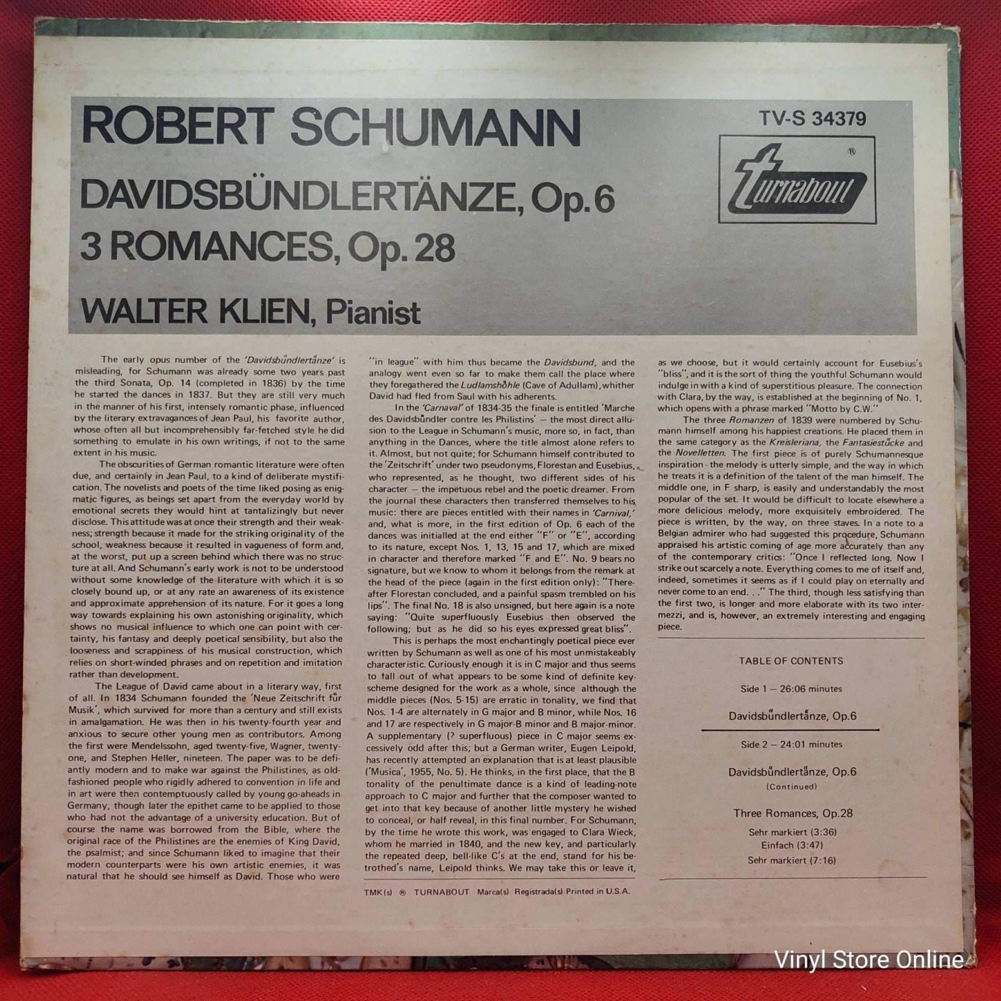 Schumann, Walter Klien ‎– Davidsbündler Tänze Op. 6 / Three Romances Op.28 - Vinyl Store Online
