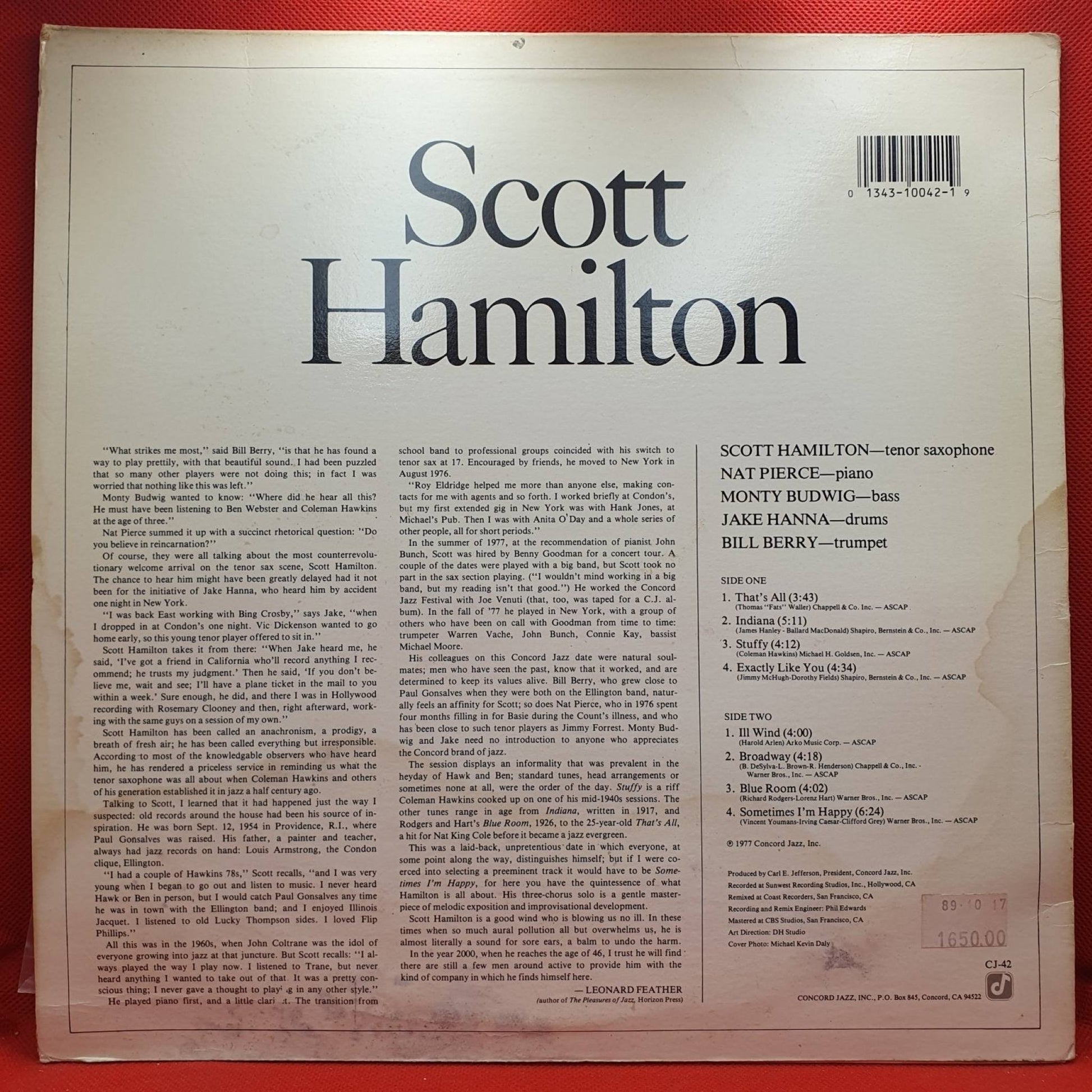 Scott Hamilton ‎– Scott Hamilton Is A Good Wind Who Is Blowing Us No Ill - Vinyl Store Online