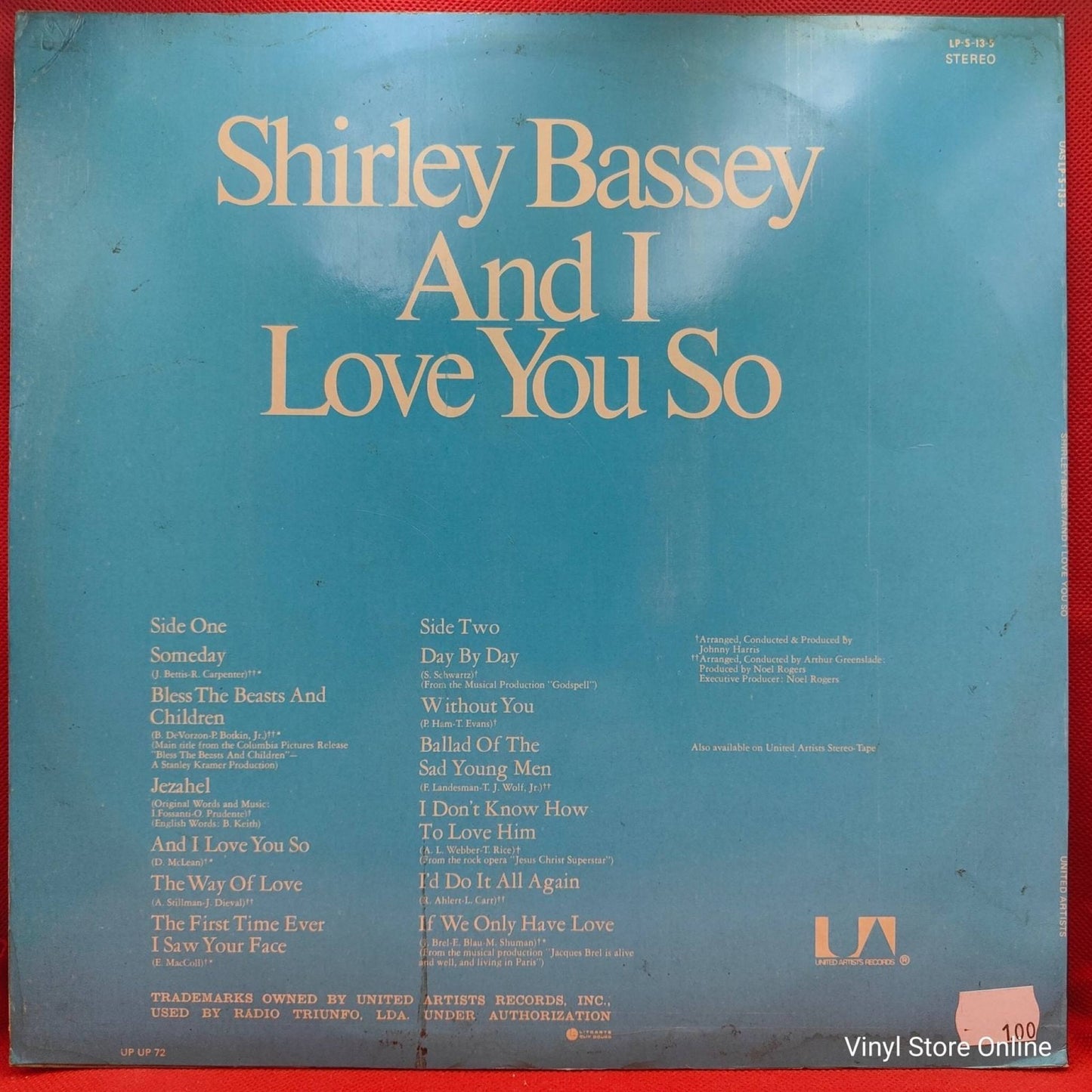 Shirley Bassey ‎– And I Love You So - Vinyl Store Online
