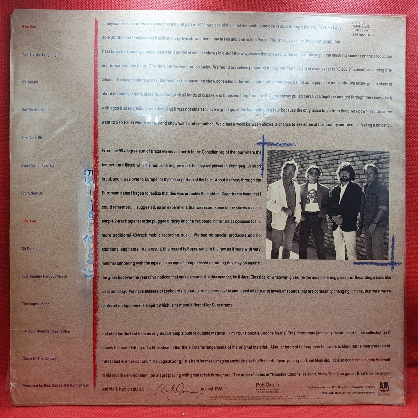 Supertramp ‎– Live '88 - Vinyl Store Online