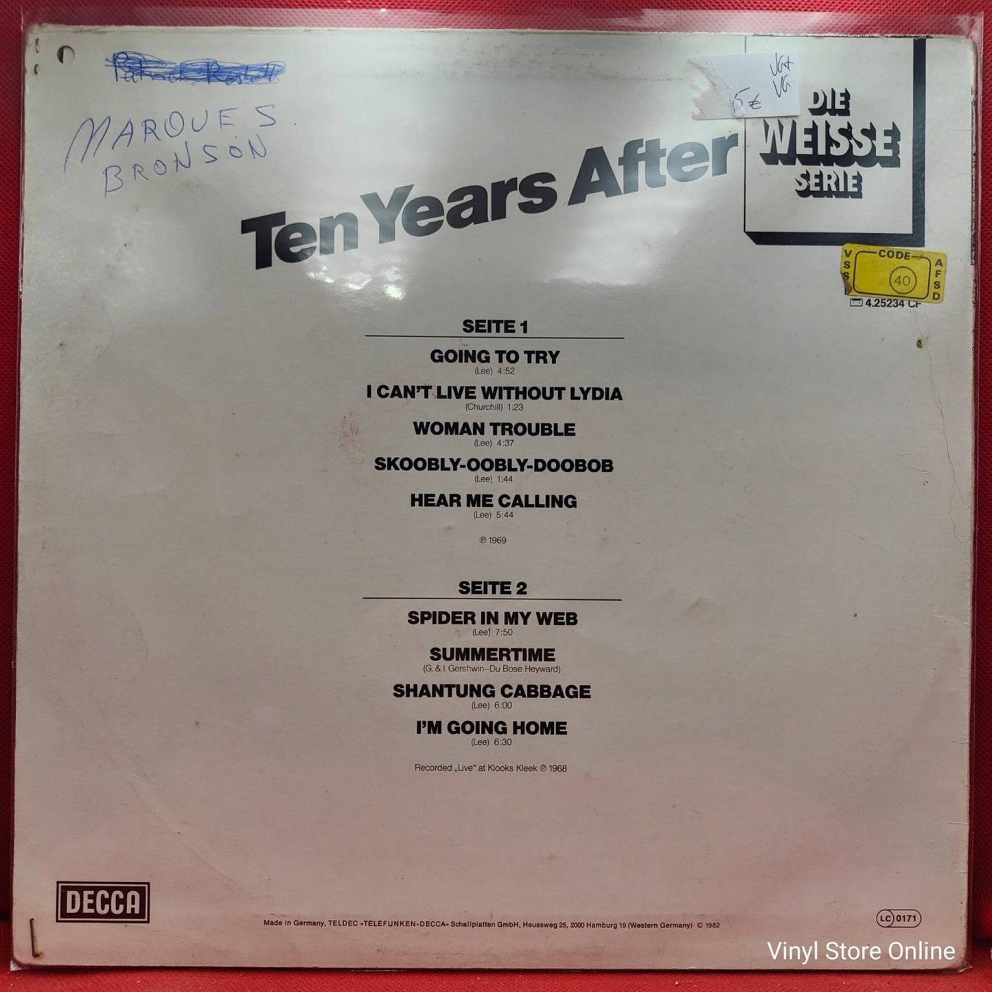 Ten Years After ‎– Ten Years After - Vinyl Store Online