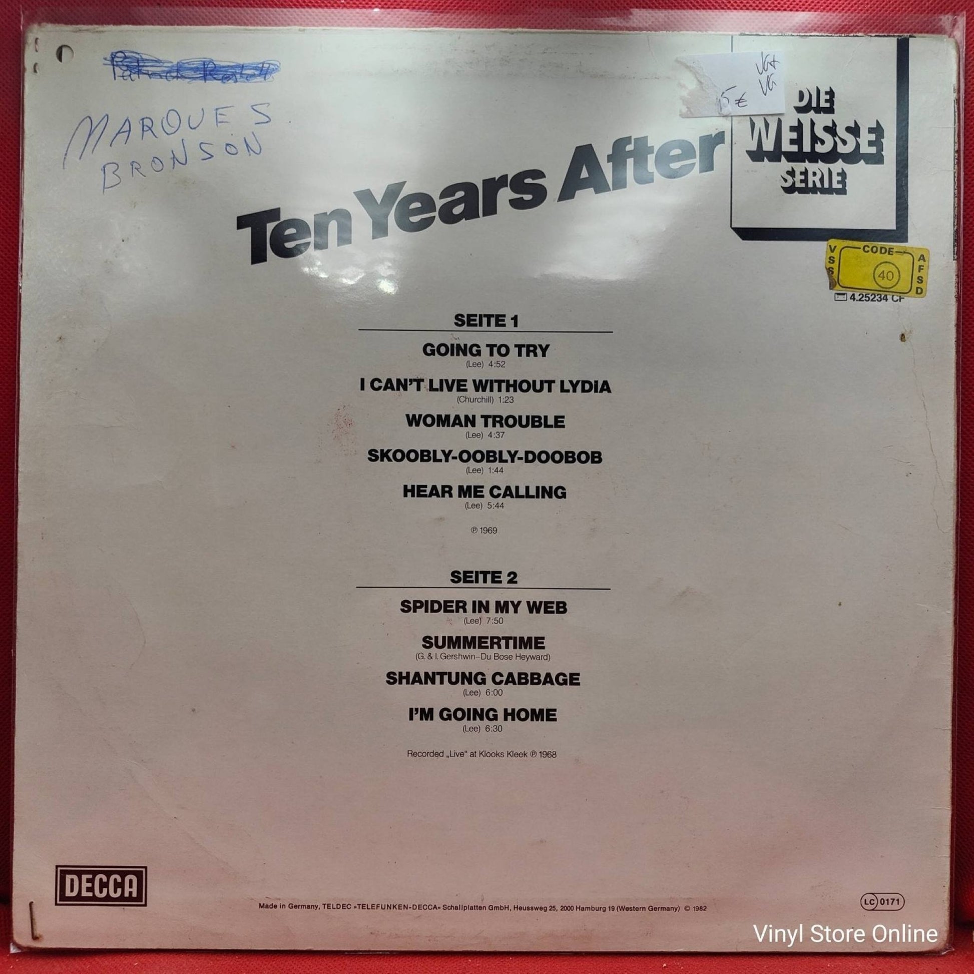 Ten Years After ‎– Ten Years After - Vinyl Store Online