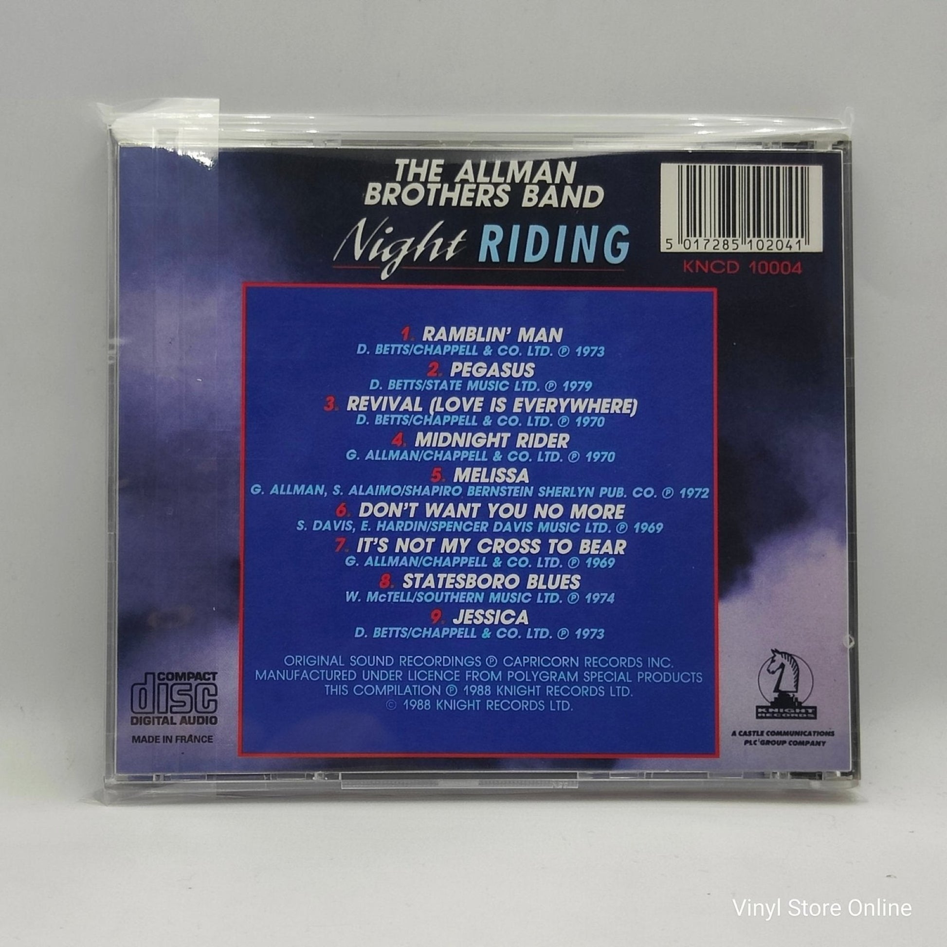 The Allman Brothers Band ‎– Night Riding - Vinyl Store Online