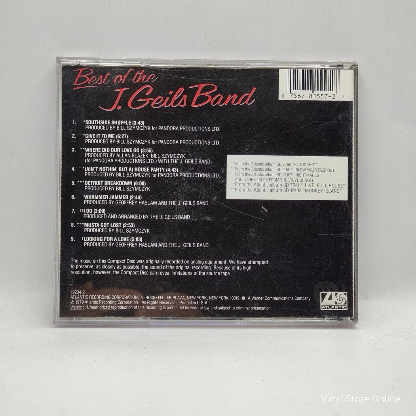The J. Geils Band ‎– Best Of The J. Geils Band - Vinyl Store Online