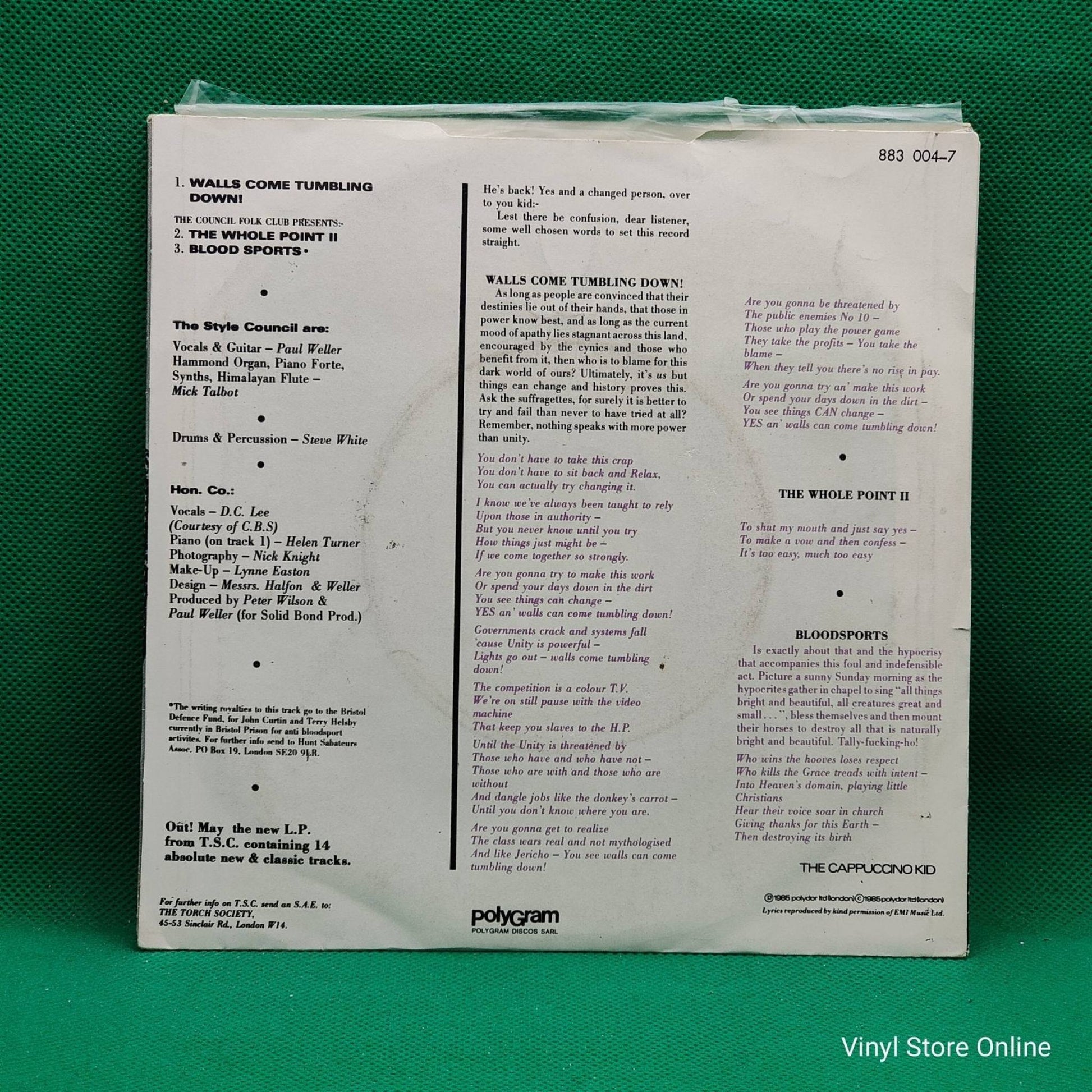 The Style Council ‎– Walls Come Tumbling Down! - Vinyl Store Online