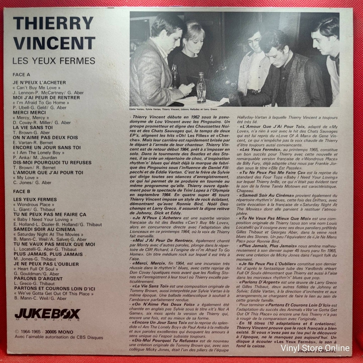 Thierry Vincent ‎– Les Yeux Fermés - Vinyl Store Online