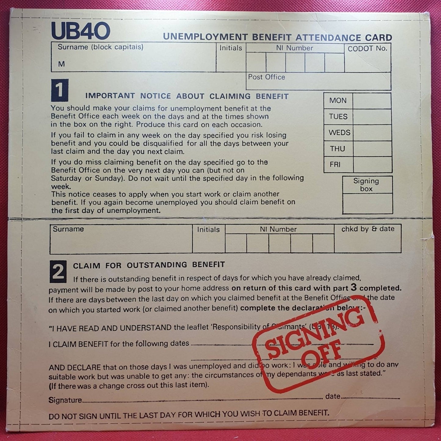 UB40 ‎– Signing Off - Vinyl Store Online