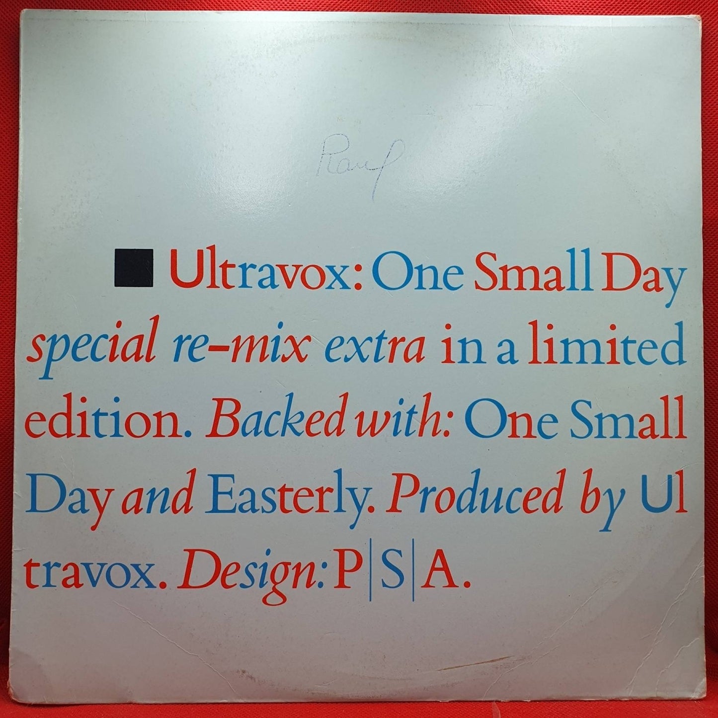 Ultravox ‎– One Small Day (Special Re - mix Extra) - Vinyl Store Online