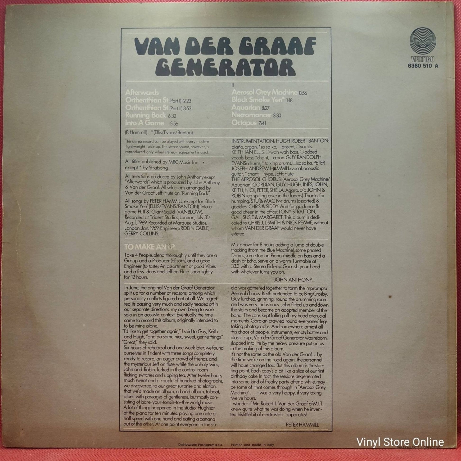 Van Der Graaf Generator ‎– The Aerosol Grey Machine - Vinyl Store Online