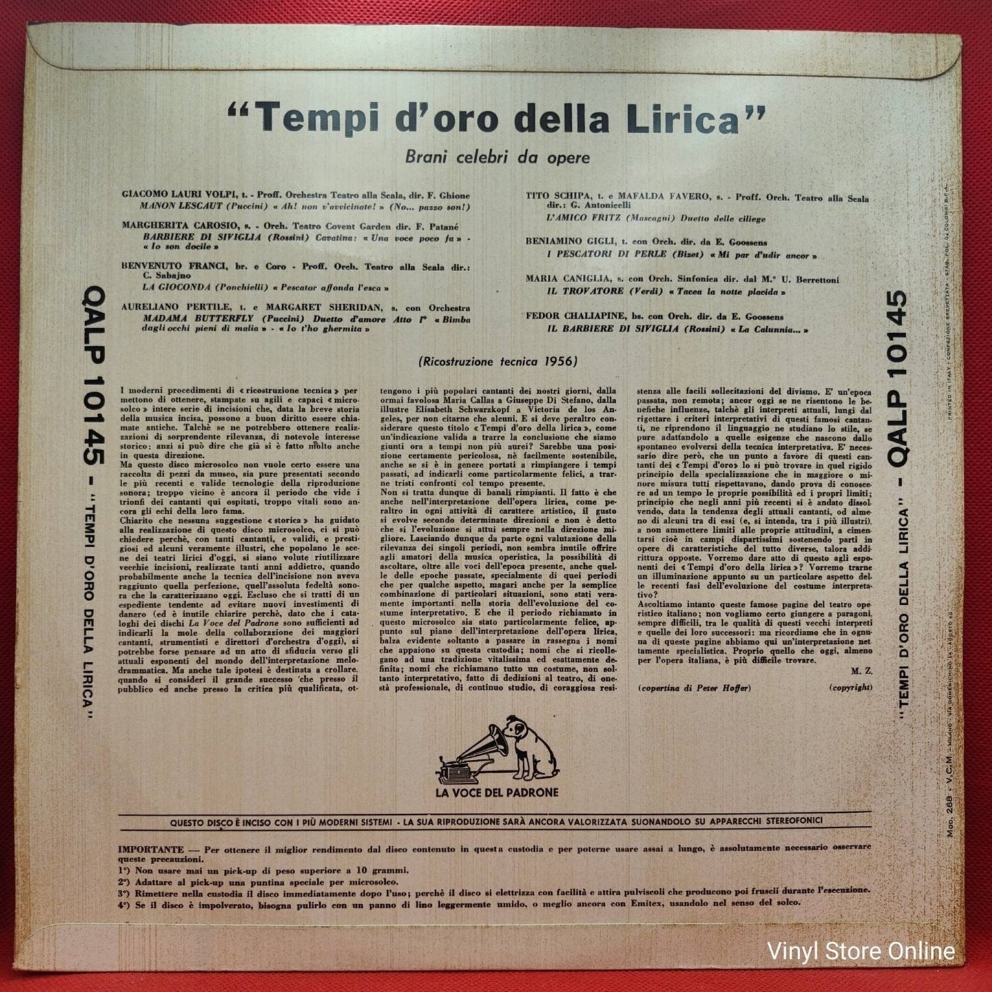 V]arios - Tempi D'oro Della Lirica - Vinyl Store Online