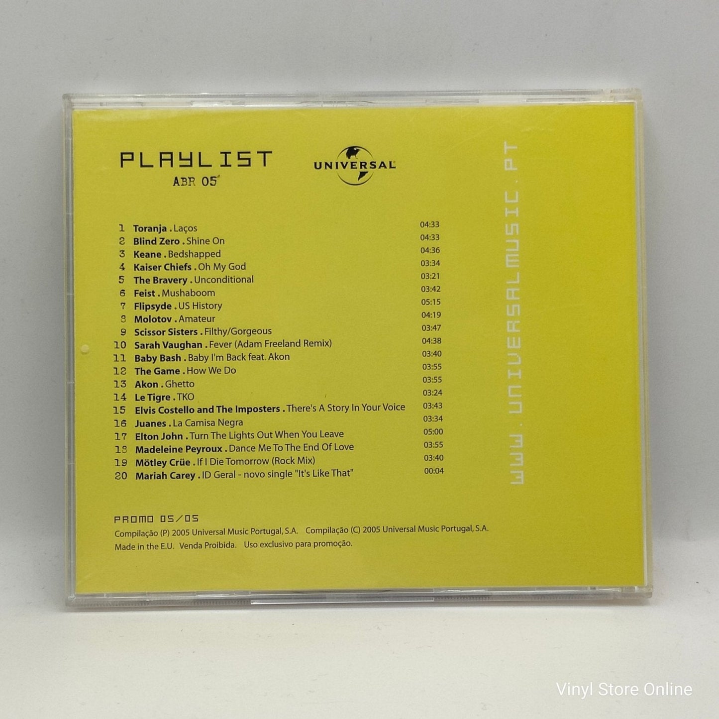 Vários - Universal Playlist ABR 2005 - Promo 05/05 - Vinyl Store Online