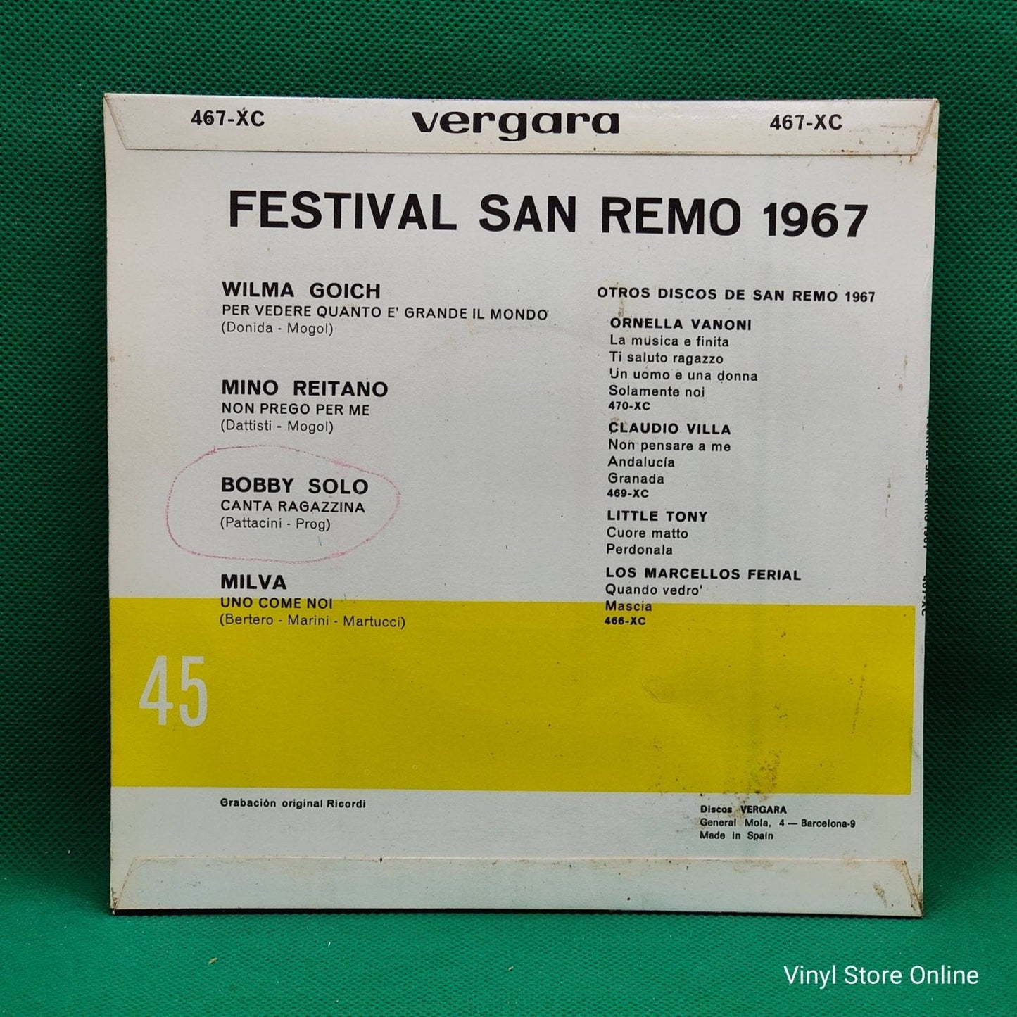 Various ‎– Festival San Remo 1967 - Vinyl Store Online