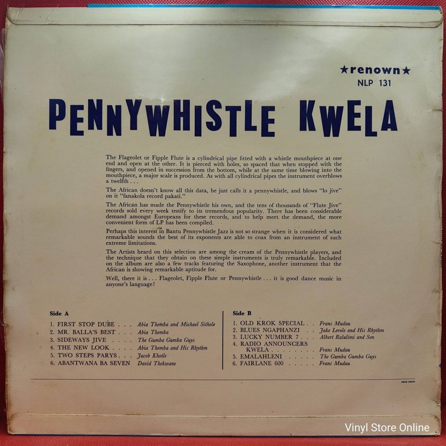 Various ‎– Pennywhistle Kwela - Vinyl Store Online