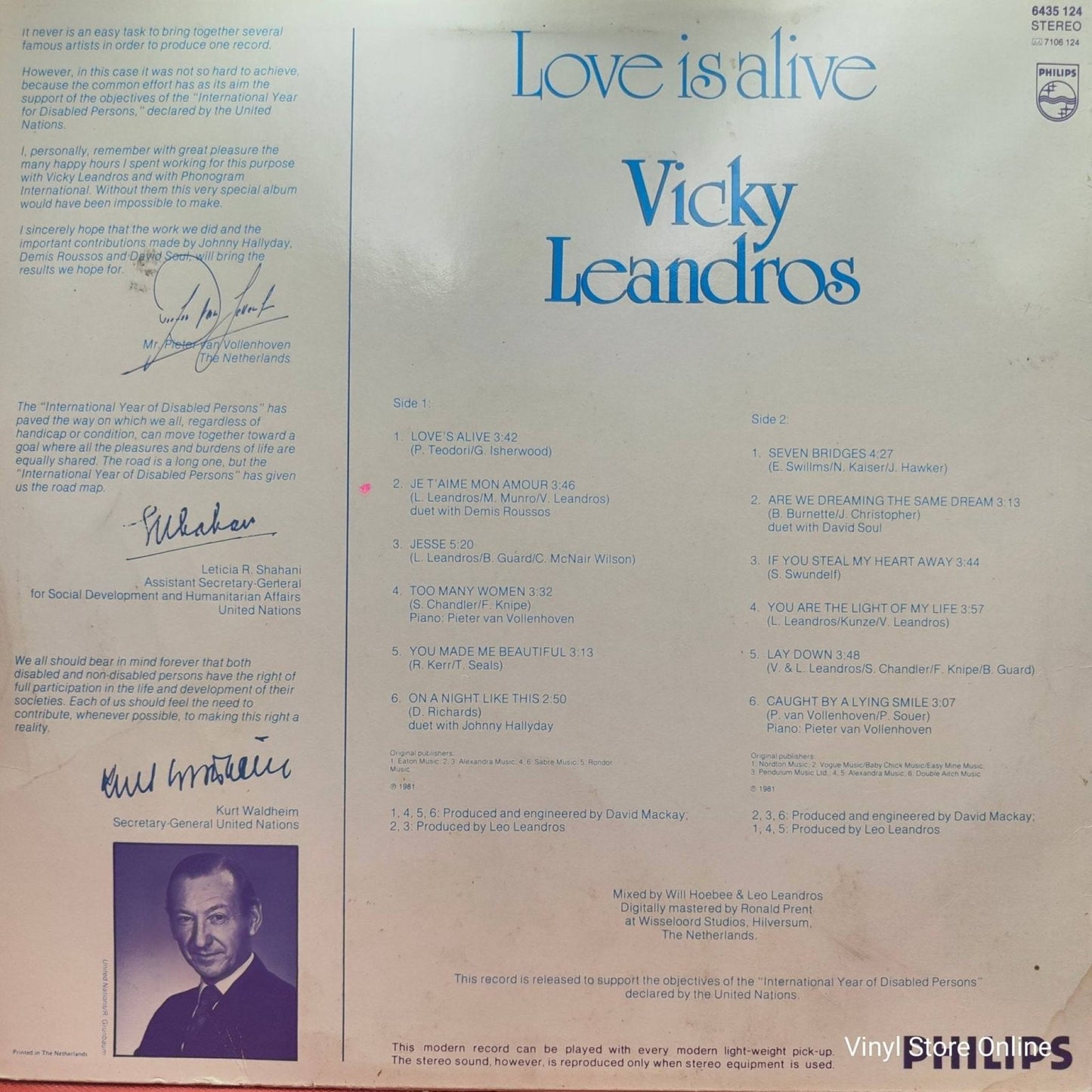 Vicky Leandros ‎– Love Is Alive - Vinyl Store Online