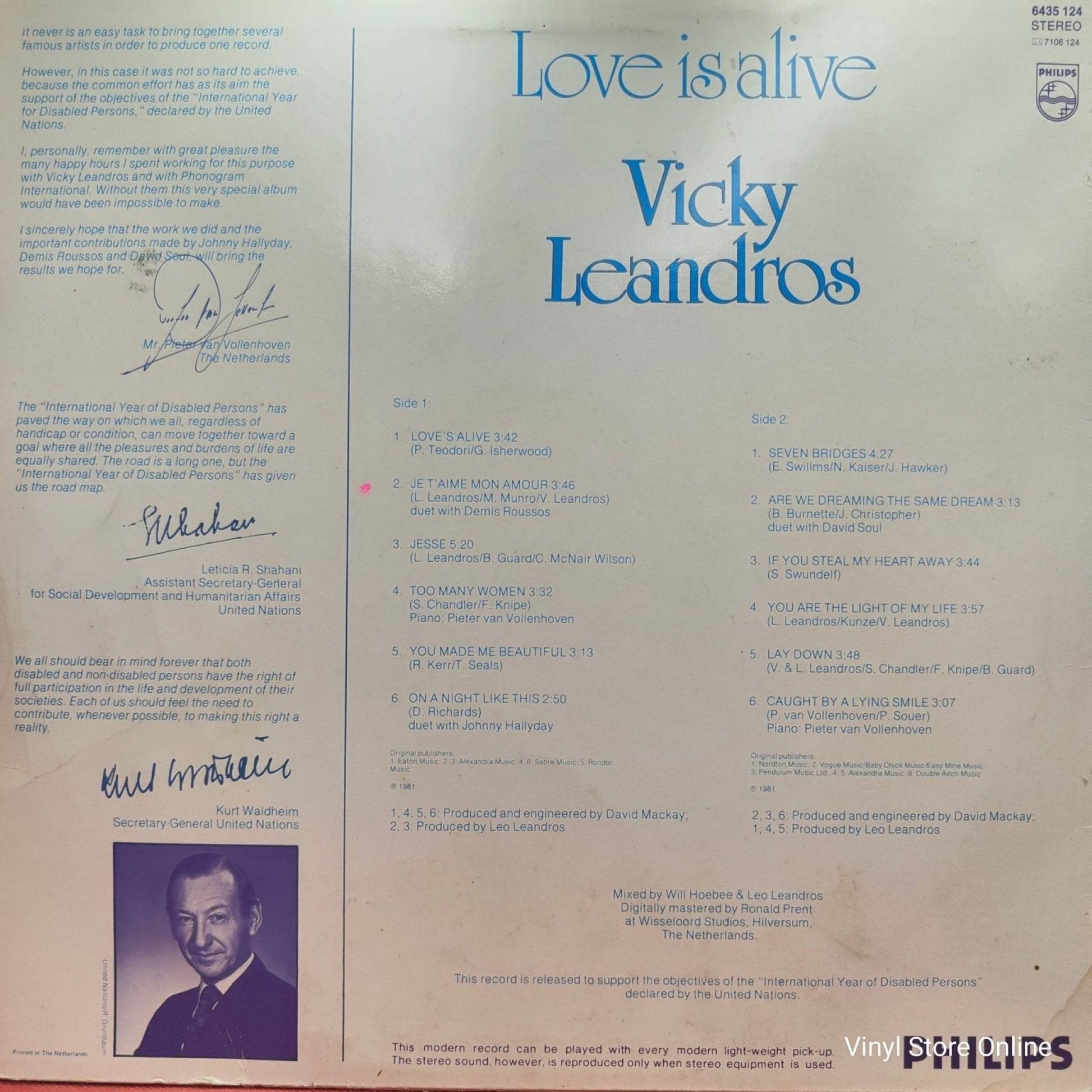 Vicky Leandros ‎– Love Is Alive - Vinyl Store Online