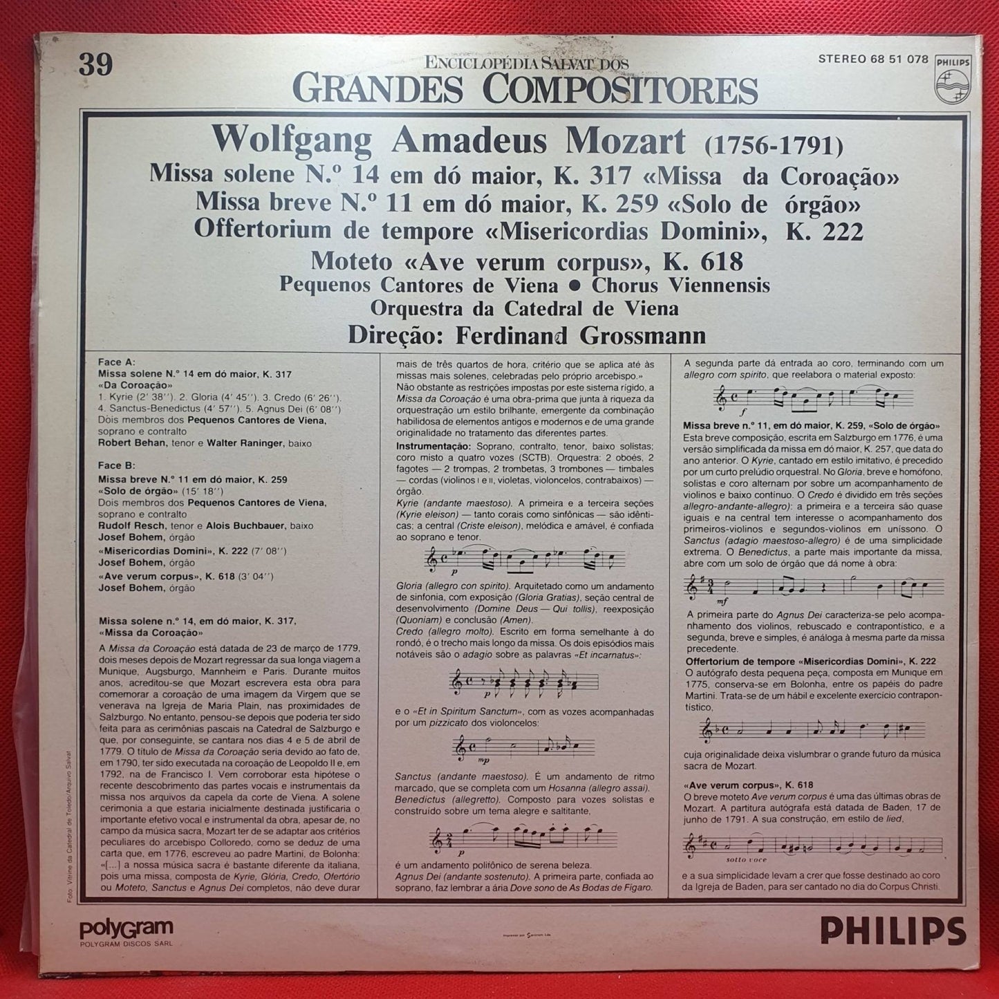 W. A. Mozart , Pequenos Cantores De Viena , Orquestra Da Catedral De Viena ‎– Missa Da Coroação, K.317 / Missa "Solo De Órgão", K.259 - Vinyl Store Online