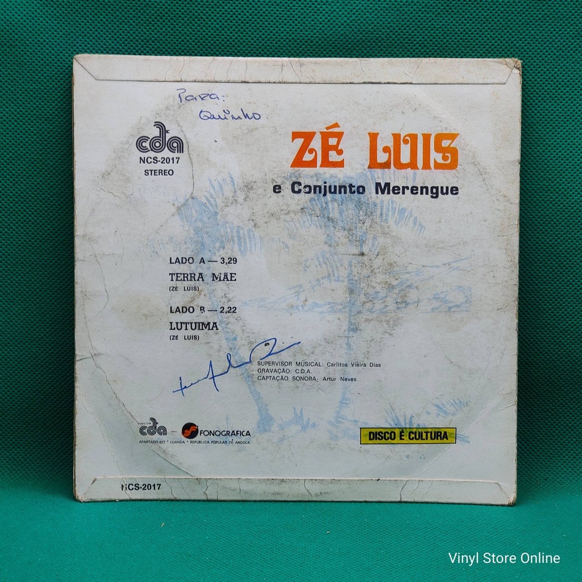 Zé Luis e Conjunto Merengue ‎– Terra Mãe / Lutuima - Vinyl Store Online