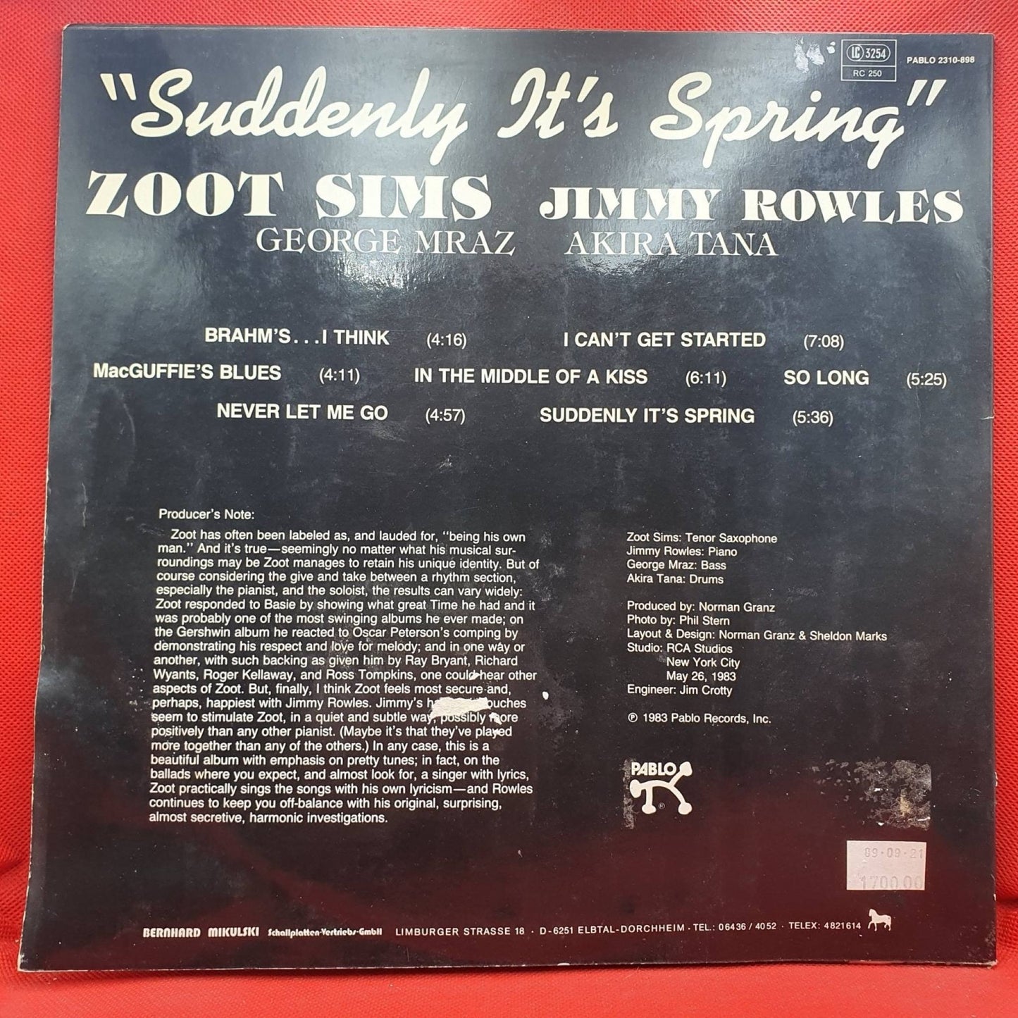 Zoot Sims ‎– Suddenly It's Spring - Vinyl Store Online